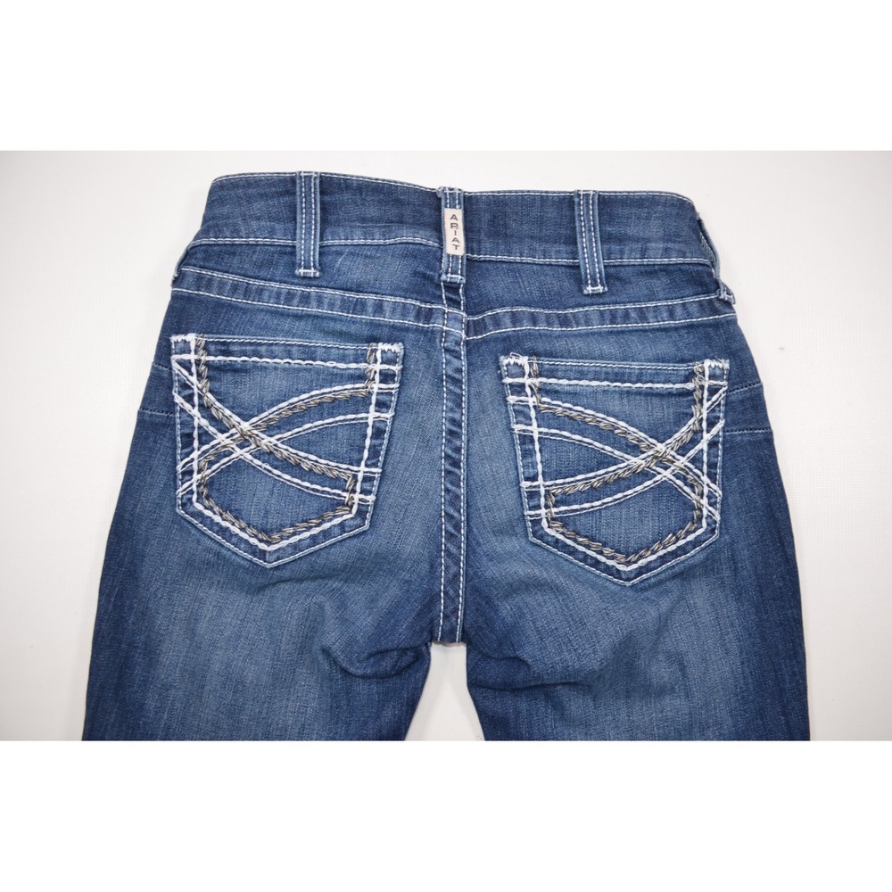 Ariat R.E.A.L Blue Denim Mid Rise Bootcut Jeans Womens 27L Inseam 34" Waist 28" - Picture 12 of 16